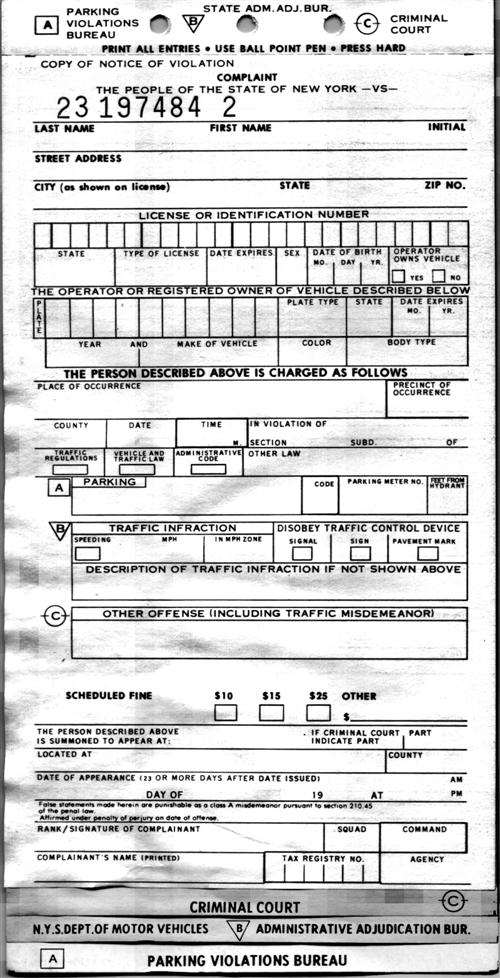 Printable Blank Police Ticket Template